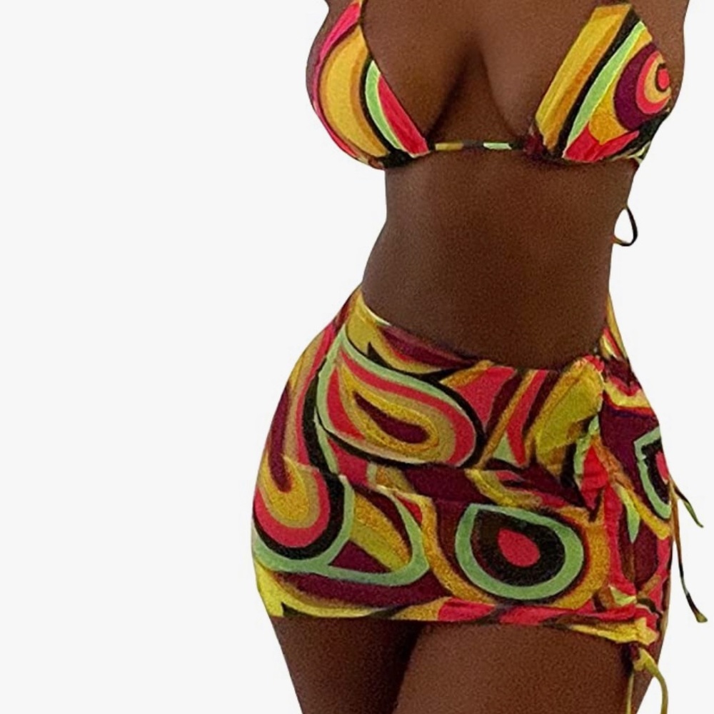 SOLY HUX 3 Piece Bikini with Mesh Beach Skirt